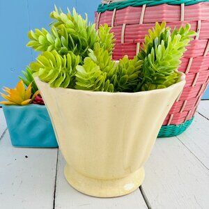 Vintage USA Yellow Flower Pot, Vintage Mid Century Pottery Planter